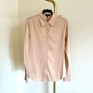 NWT Theory Perfect Fitted Stretch Silk Pinknude Shirt